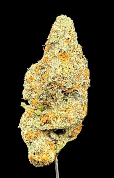 upclose of a nug on a black background