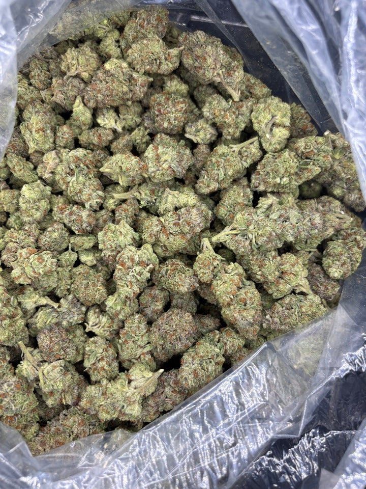 Bottom Bird Hemp buds in a bag. 