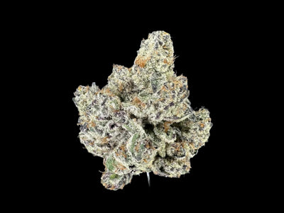 Deep Fried Ice Cream Hemp Flower bud on a dark background.