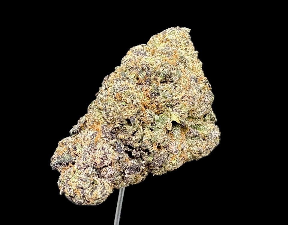 Close-up of a cannabis bud on a dark background