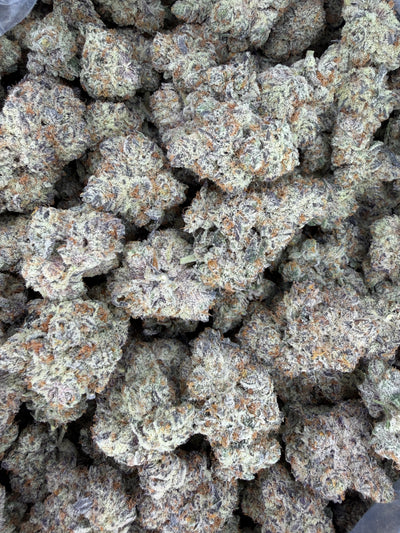 Product photo of a Peanut Butter Brittle hemp 1 lb bag on a clean background, featuring colorful Party Llama branding and clear strain and batch labeling to highlight this premium THCa hemp flower