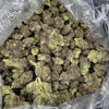 Bag full of processed Blueberry Pound Cake Hemp buds. 
